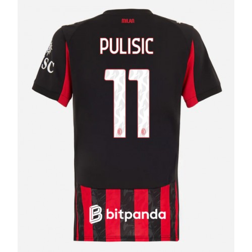 Stroje piłkarskie AC Milan Christian Pulisic #11 Koszulka Podstawowej dla damskie 2025-26 Krótki Rękaw